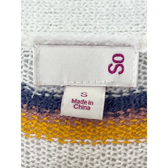 SO Women's Multicolored Striped Open Front Cardigan Small - Picture 6 of 13